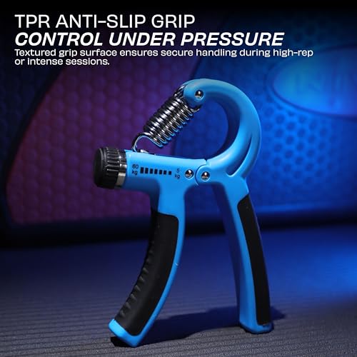 Image of Nivia Hand Grip 2.0 for men and women with 5 to 60 kg adjustable resistance, Steel spring, Anti-slip grip, Durable, Grip For Forearm Strength Training (Blue)