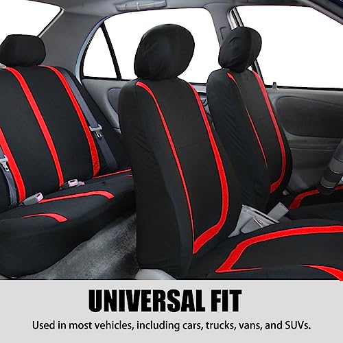 BELOMI Car Seat Covers Full Set, Breathable Premium Cloth Automotive Seat Cover, Universal Front and Rear Seat Covers, Easy to Install Car Accessories for Most Cars Trucks SUV (Red)