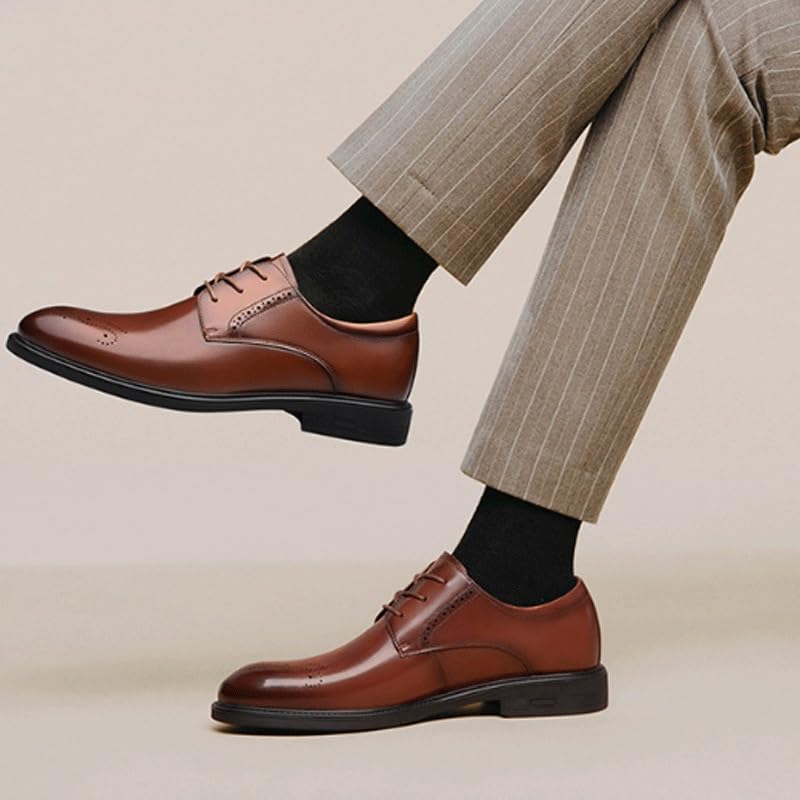 Genuine Leather Business Brogue Handmade Formal Oxfords Shoe for Men Fashion Classic Carved Lace Up Low Heels Dress Shoes3