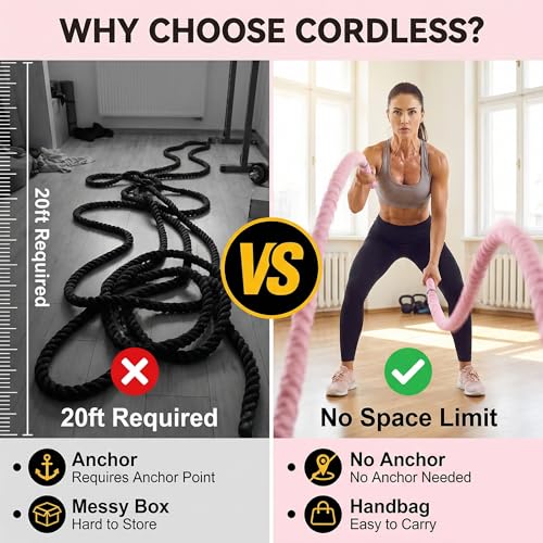 Cuerda de entrenamiento inalámbrica rosa con contrapeso para HIIT eficaz 6