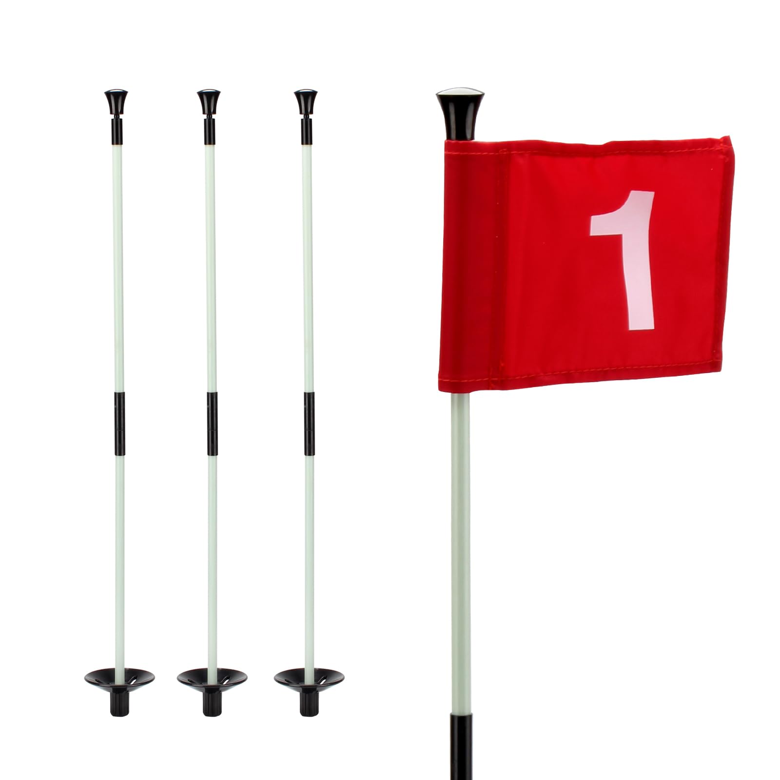 Golfflaggenstab, Golfstock-Pin, Flaggenmast, tragbar, abnehmbares Design, Übungs-Putting grüne Flagge, Stick für Hof, Club, Hinterhof, Golfplatz, 91 cm Höhen erhältlich, 3 Stück