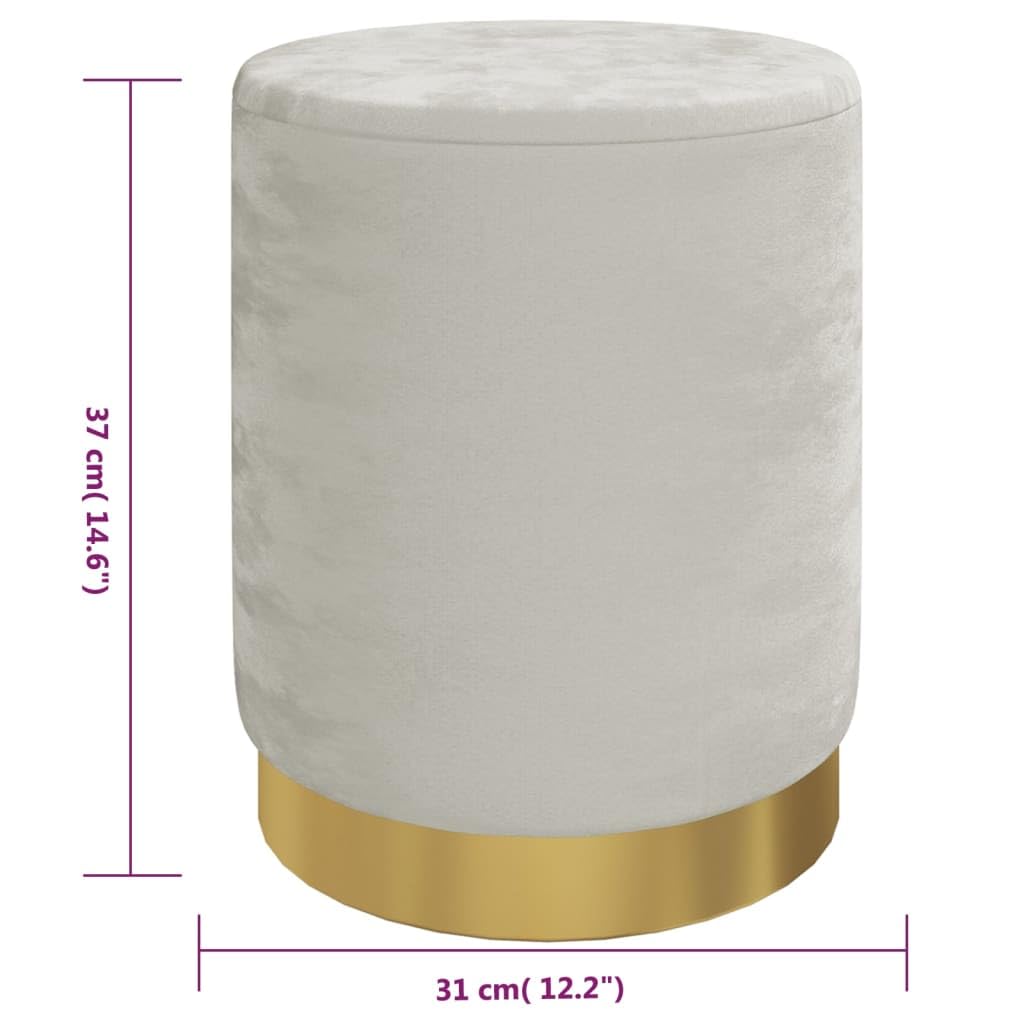 vidaXL Tabouret de Rangement Rond Pouf de Salon Repose-Pied de Salle de Séjour Tabouret de Couloir Chambre Maison Intérieur Gris Clair Velours 31 x 37 cm