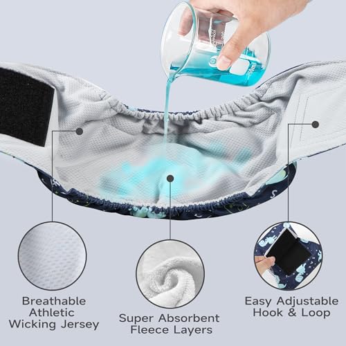 Image of Tuiskusa Male Dog Diapers, High Absorbing Dog Belly Bands for Male Dogs, Washable Reusable Dog Male Wraps(5 Pack)