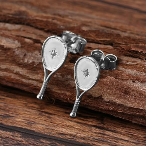 Lovematch Tennis Racquet Earrings for Women | Silver Plated Trendy Cubic Zirconia | Racket Stud Earrings for Tennis Lovers4