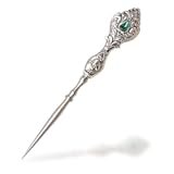 Silver Vintage Embroidery Awl, 1 Piece European Style Sewing Tool Kit Sewing Awl with Red Rhinestone Handle Awl Scribe Tools for Punch Stitching DIY Craft