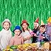 4 Pack Green Streamers, 3.28 FT x 7.05 FT Birthday Tinsel Backdrop, Metallic Green Foil Fringe Curtains Photo Booth Backdrop, Green Jungle Theme Decorations Birthday Decor