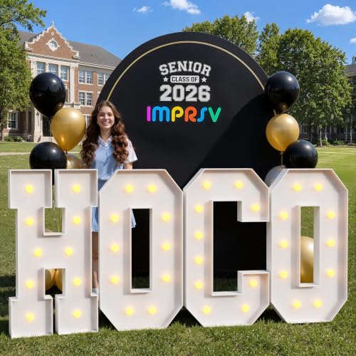 HOCO Letters for Homecoming Decorations 4FT HOCO Light Up Letters for Party Decor Large Marquee Letters Sign Homecoming Proposal Back to School Party Backdrop Supplies