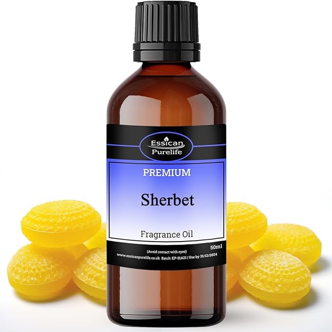 Sherbet Fragrance Oils for Candle Making, Perfect for Soaps, Bath Bombs, Slime, Wax Melts, Aromatherapy, Home Fragrance, and Oils for Oil Burners - Aroma Oil for Hair & Skin Care UK Made - 50ml