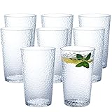 Kurala Unbreakable Plastic Tumbler Cups, Set of 8, Large Water Tumbler Set, 17 oz Highball Drinking...