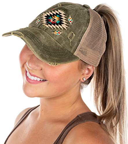 Image of Funky Junque Womens Baseball Cap Dad Hat Ponytail Messy Bun Trucker Ponycap