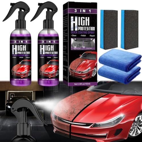 Auto Politur Auto Beschichtung Spray - 3 In 1 Beschichtungsspray High Protection 3 In 1 Spray Lackversiegelung Auto - 3-In-1 Hoher Schutz Schnelles Beschichtung Sp-ray Nano Kratzer Sp-ray 2 Stück