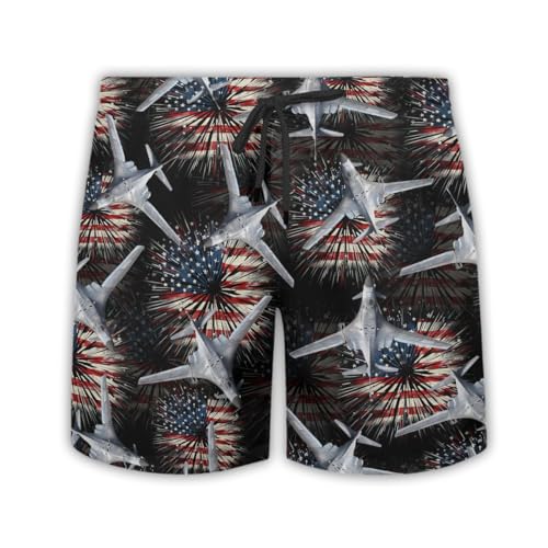 Military Airplane Mens Swim Trunks - Veteran Hawaiian Mens Swim Short Beach Shorts TU-SH-54