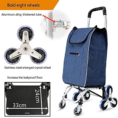 Slscyx Hand Gepäckwagen Einkaufen Trolley Haushalt Trolley Anhänger Kleine Zugwagen Kristallrad Aluminiumlegierung… – Bild 6