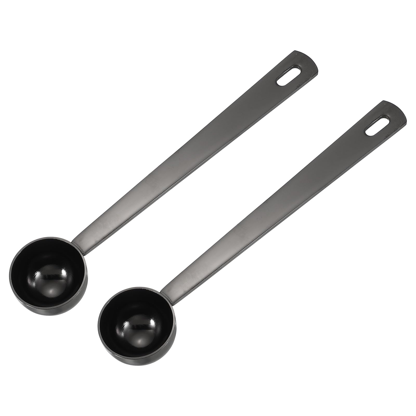 sourcing map 2Pcs Measuring Spoon, 5ml Long Handle Table Scoop Teaspoon Coffee Scoop Spoon for Ground Coffee Tea Sugar Cooking Baking, Black