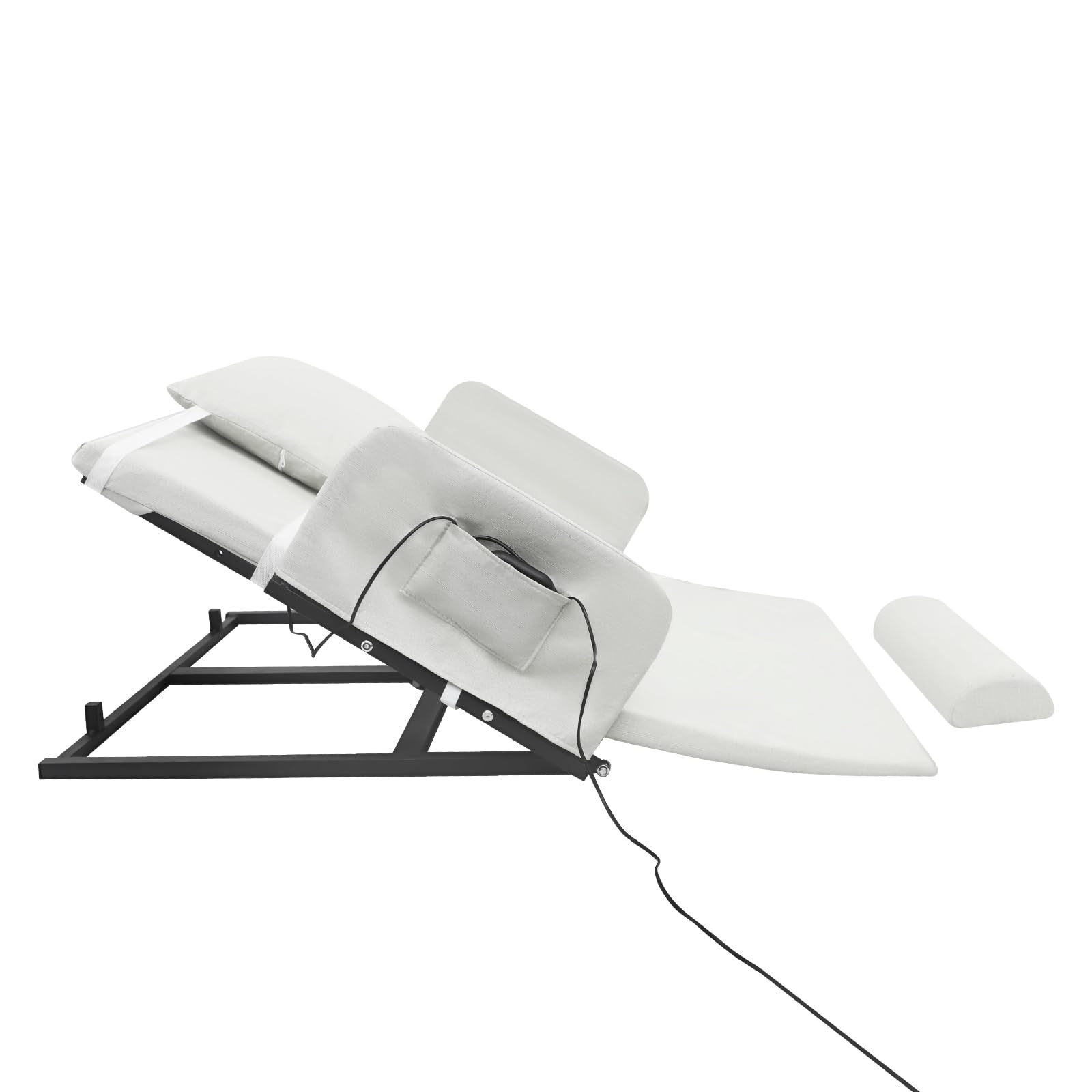 Dossier électrique réglable pour lit, dossier de lit 10 à 80 °, aide au siège, avec télécommande, 120 x 97 x 73 cm, dossier électrique supplémentaire jusqu'à 100 kg (blanc)