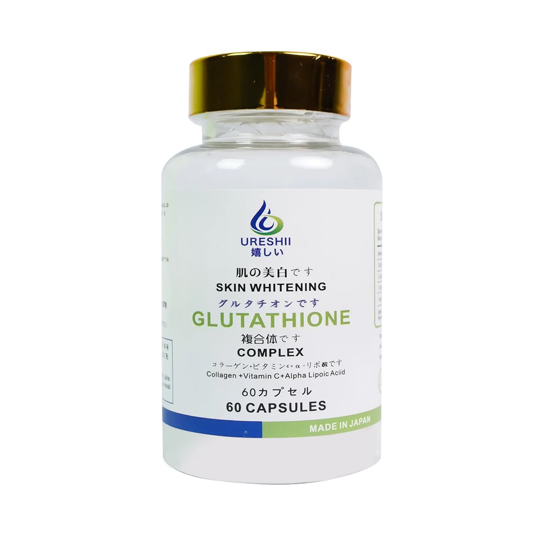 Ureshii Glutathione Complex – High Potency 5000mg Glutathione with  Collagen, Vitamin C & Alpha Lipoic Acid – Antioxidant Support – 60 Capsules  for Skin & Wellness: Buy Online at Best Price in UAE