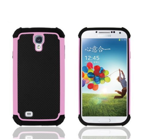 Samsung Galaxy s4 Case, Galaxy s4 Case, Dual Layer Armor Hybrid Shockproof Hard Plastic with Silicone Case For Samsung Galaxy s4 (Light Pink)