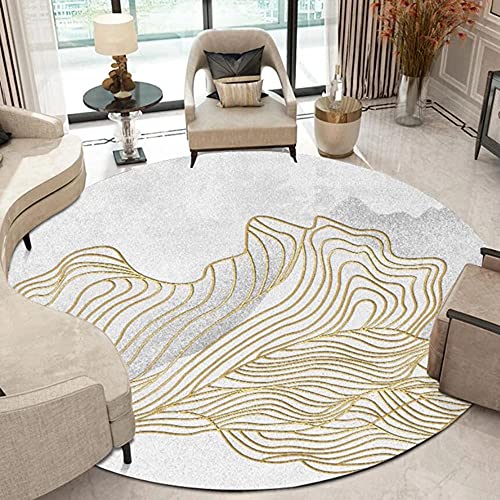 Alfombra redonda abstracta de oro blanca para decorar salas de estar 2