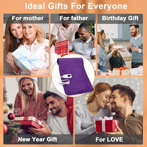 Image of Deepsoon Heating Pad,Electric Heating Pads for Back,Neck,Moist Heating Pad for Abdomen Shoulder Knee Legs,Dry /Moist Heat&Auto Shut Off,Mother's Day Birthday for Men and Women,Dark Purple,33x17 Inch