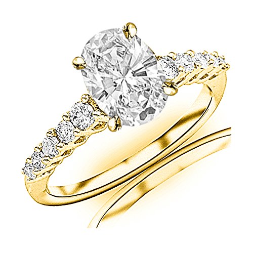 1.2 Carat t.w. GIA Certified Oval Cut 14K White Gold Classic Prong Set Side Stone Diamond Engagement Ring (I-J Color VS1-VS2 Clarity)