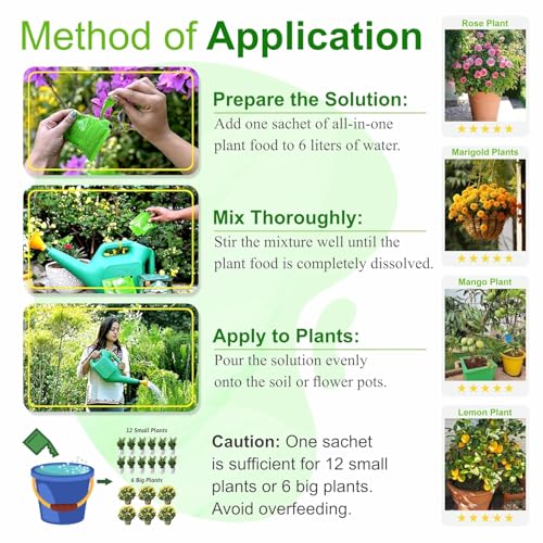 Image of Go Garden All In One Plant Food Fertilizer | Water Soluble Nutrient Formula for Indoor & Outdoor Plants | Easy to Use Plant Growth Foliage, Vegetable & Garden Plants | 10 Sachets (250 gm)