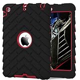 iPad Mini 2 Case, iPad Mini 3 Case, Hocase Rugged Anti-Slip Kids-Proof Hybrid Dual Layer Hard Silicone Rubber Bumper Shockproof Protective Case for Apple iPad mini/2/3 (7.9') - Black/Red