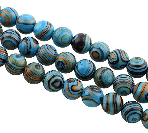 Stripes Agate Beads Round 8 mm Agate Pearl Natural Stone Pack of 15 Semi-Precious Gemstone Beads for DIY Chain Gemstone Beads Choice of Colours (Blue Black White) - Image 4