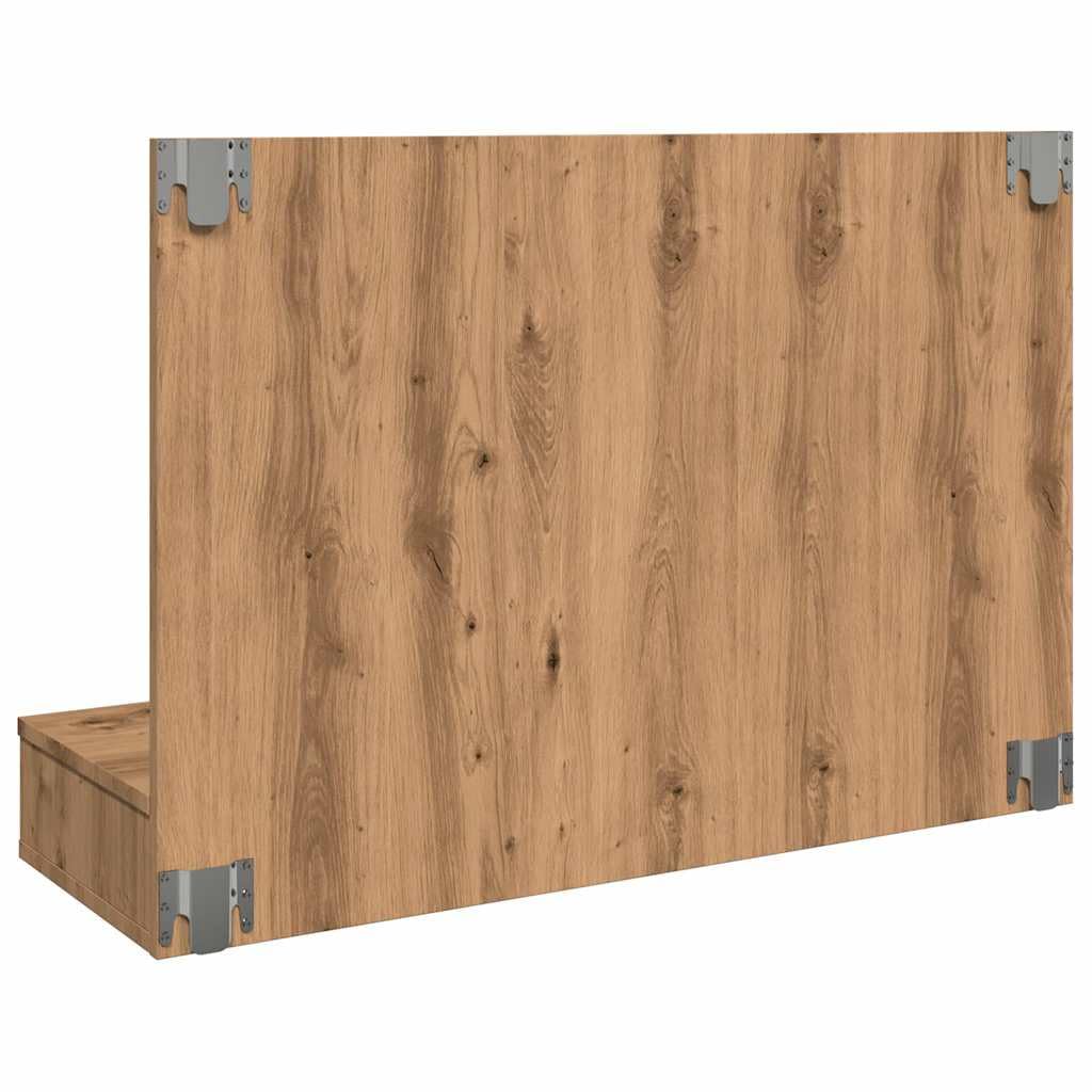 vidaXL Mobiletto a Specchio con LED in Rovere Artigianale 90x31,5x62 cm