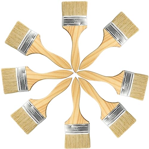 Roellgs Pinceles de pintura, 8 pinceles planos de 3 pulgadas para paredes, techos, madera, metal, pegamento y bricolaje en casa