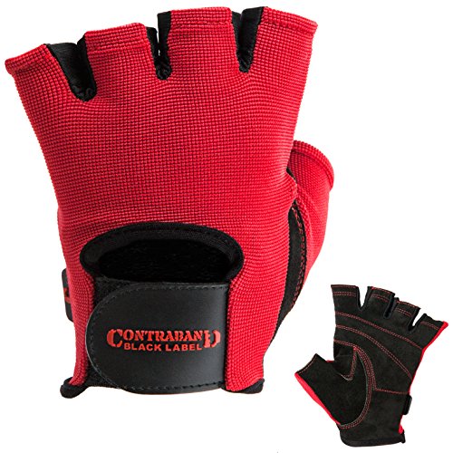 Contraband Black Label 5050 Mens Basic Leather Fingerless Weight Lifting Gloves - Durable