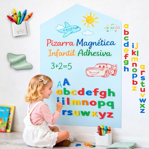 Quadro Magnético Infantil de Parede Adesivo - Quadro Magnético Reutilizável - Quadro Adesivo Magnético para Crianças - Vinil Magnético de Parede para Crianças - Magnético Infantil Adesivo (Azul Céu)