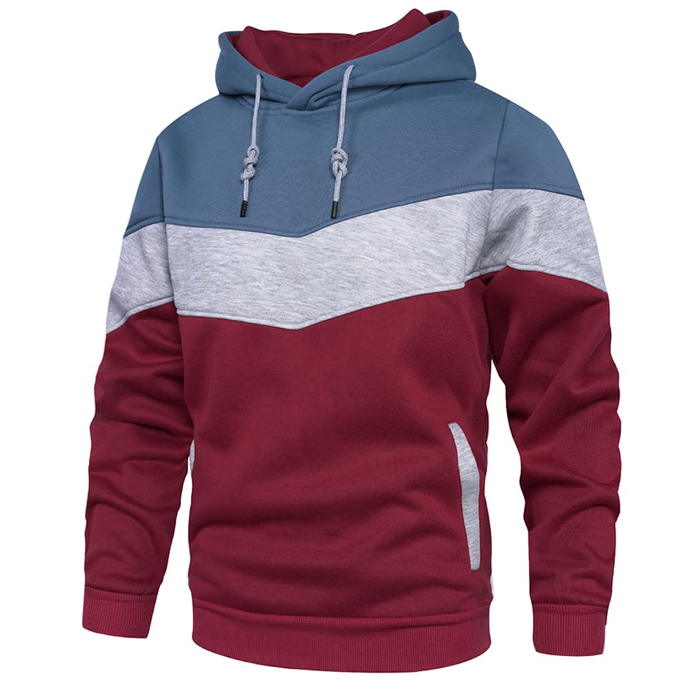 DUOFIERMen’s Athletic Hoodies Color Block Hooded Fleece Sweatshirt