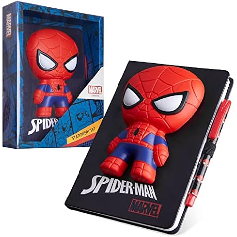 Marvel Spiderman A5 Notizbuch und Stift Set, 3D Tagebuch Schreibwaren Set Kinder Journal für Jungen Kinder Tagebücher Spiderman Spielzeug Cover