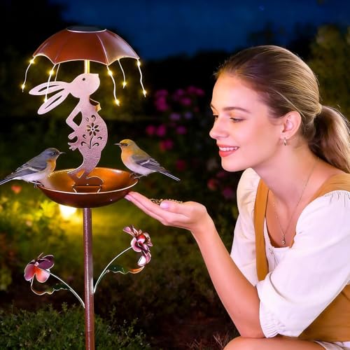 Mangeoire à oiseaux forme lapin déco cour solaire - 4