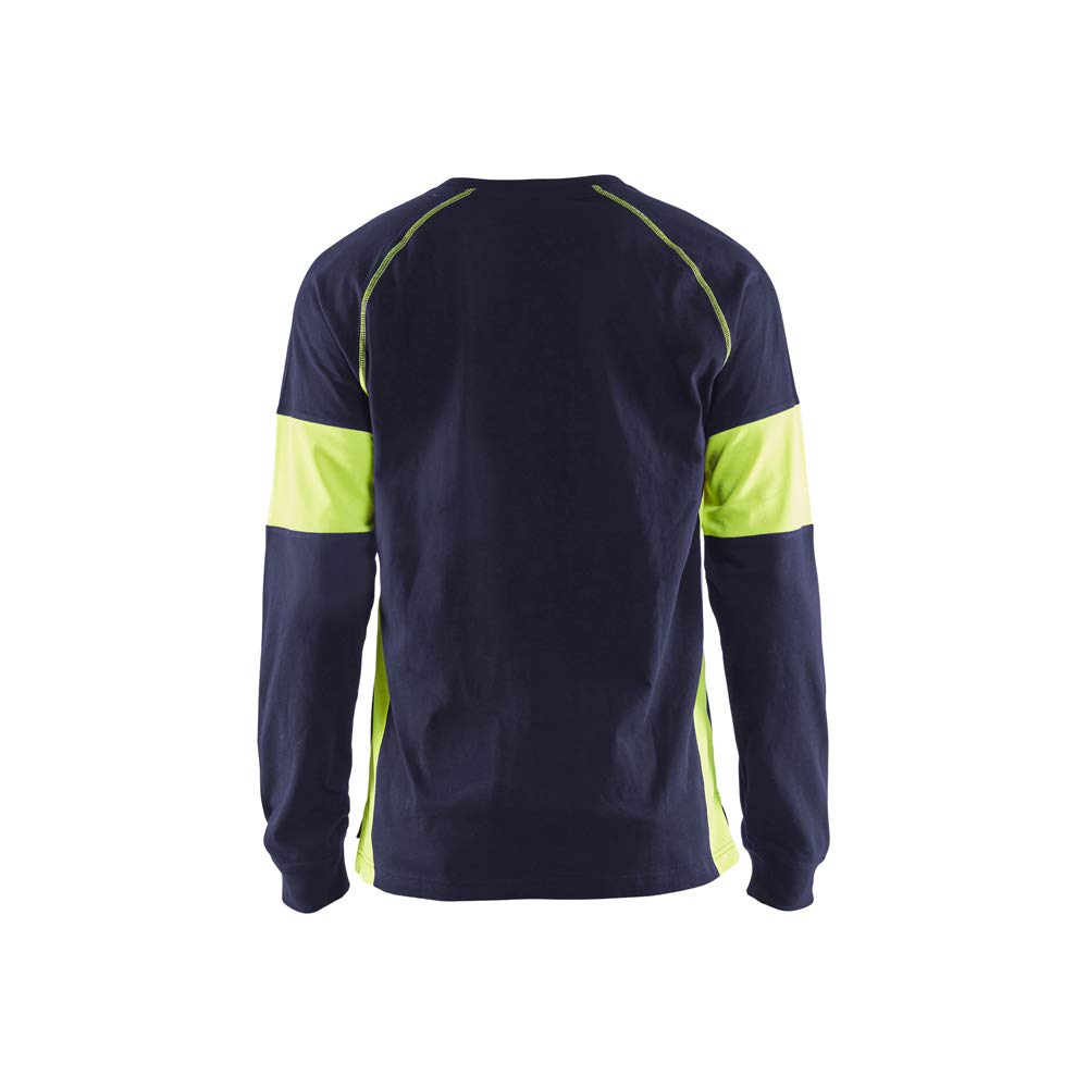 Blaklader 352010308833XXL - Camiseta de Manga Larga, Color Azul Marino/Amarillo de Alta Visibilidad, Talla XXL