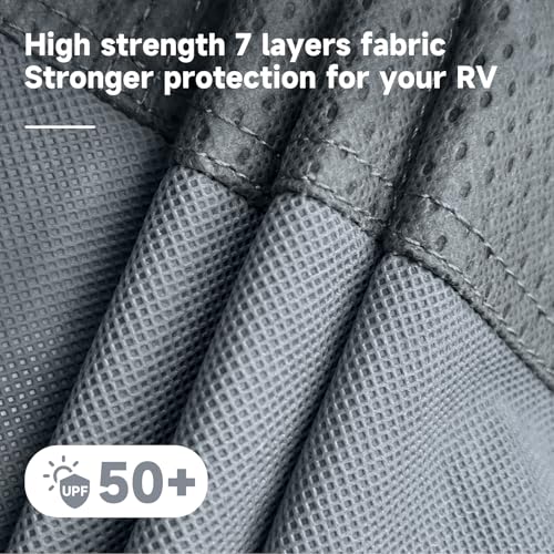 Image of 5th Wheel Cover Extra-Thick 7 Layers Top, Fits 28'-31' RV, Heavy Duty Anti-UV Waterproof Windproof 5th Wheel RV Cover, with 3 Pcs Extra Straps