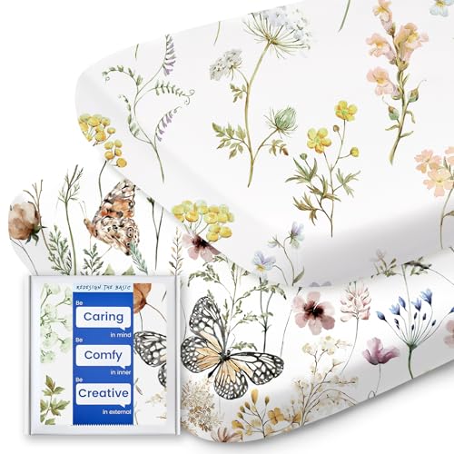 Image of Bassinet Sheets for Baby Boy Girl, TotBasic Buttery Soft Universal Bassinet Fitted Sheet, Compatible with Halo, Mika Micky, Baby Delight, Dream On Me, Maxi COSI and More Bassinet Mattress(Butterfly)