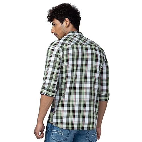Image of Spykar Men's Slim Fit N /A Full Sleeve Checked Casual Shirts