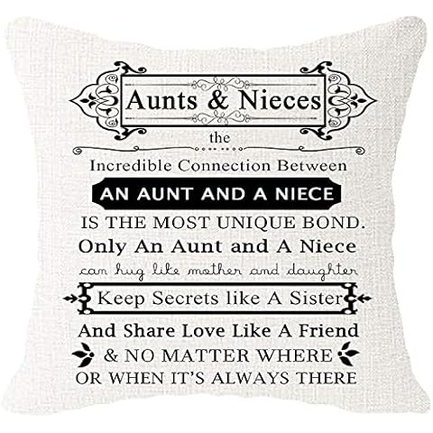 Hysunland Aunt Auntie Birthday Gift Pillow Covers 18x18 Inch Beige Burlap Decorative Square Pillow Cases Shams for Couch Bed Living Room Cover