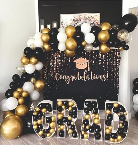 Image of Balloon Decoration Kit - 61 Pcs Black & Golden Balloons for Birthday, Weddings, Anniversary & New Year Events Garland Set | Birthday Decoration Items for Kids & Adults