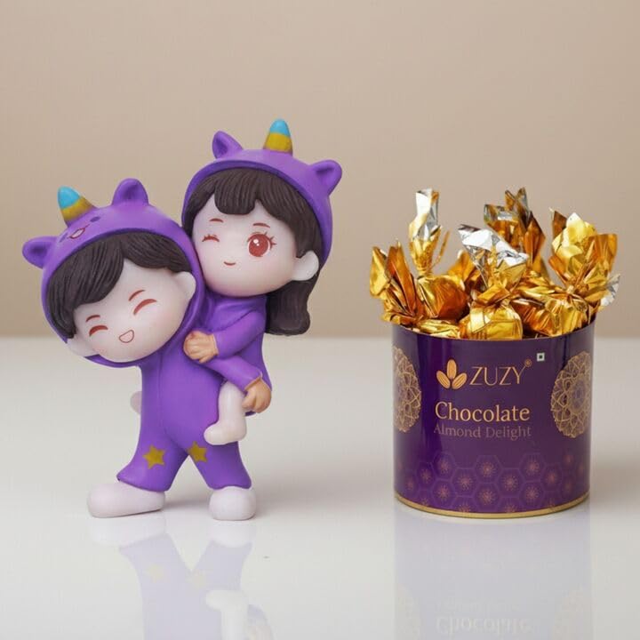 eCraftIndia Resin Couple Statue Girl on Boy's Shoulder Showpiece