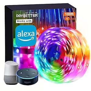 DAYBETTER Smart WiFi Led Lights 100ft, Tuya App Controlled Led Strip Lights, Work with Alexa and Google Assistant, Timer Schedule , Color Changing Led Lights for Bedroom Party Kitchen