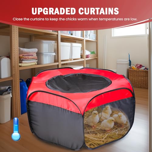 Brooder Box for Chick Starter Kit - Brooder Pen/Chicken Supplies Brooder Box with Ideal Size Brooding Up to 15 Chick, Duck and Quail(Red) - Image 5
