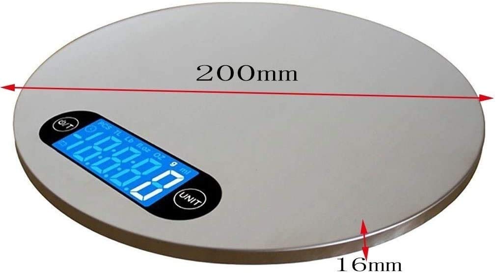 Balanza electrónica portátil de Acero Inoxidable, balanza electrónica de precisión para Cocina, balanza Digital para repostería, Plata - 15 kg/2 g, Plata - 15 kg/2 g,Silver-15kg/2g