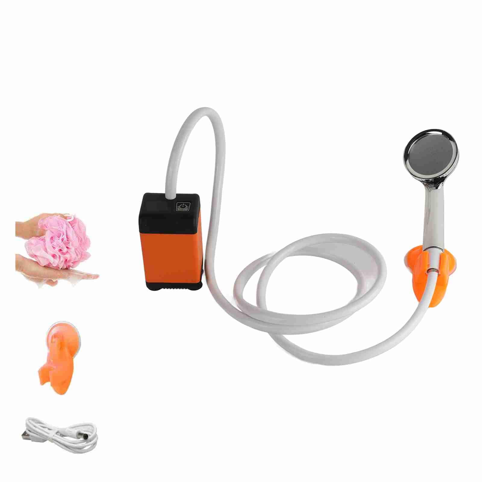 Kavolet Tragbare Campingdusche, Outdoor-Camping-Duschpumpe, Elektrische Camping Dusche, Mobile Duschen Set mit Duschkopf und Schlauch für Camping Reisen Haustier