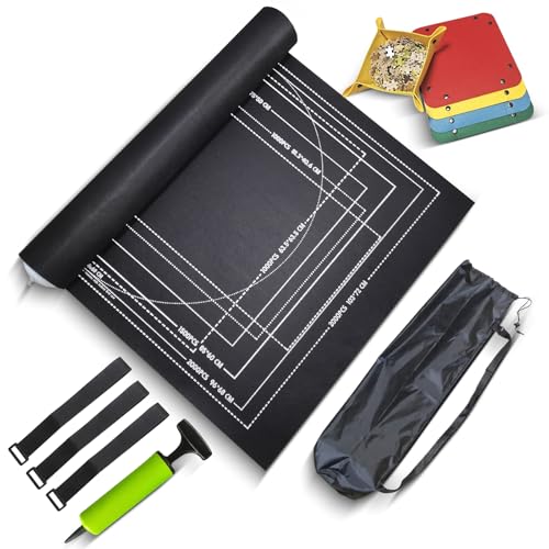 Tapete Quebra Cabeça, Tapete Porta Quebra Cabeça Até 2000 Peças Sortido Guarda Fácil, 120x80 cm, com Bandeja, Bomba de Ar e Bolsa