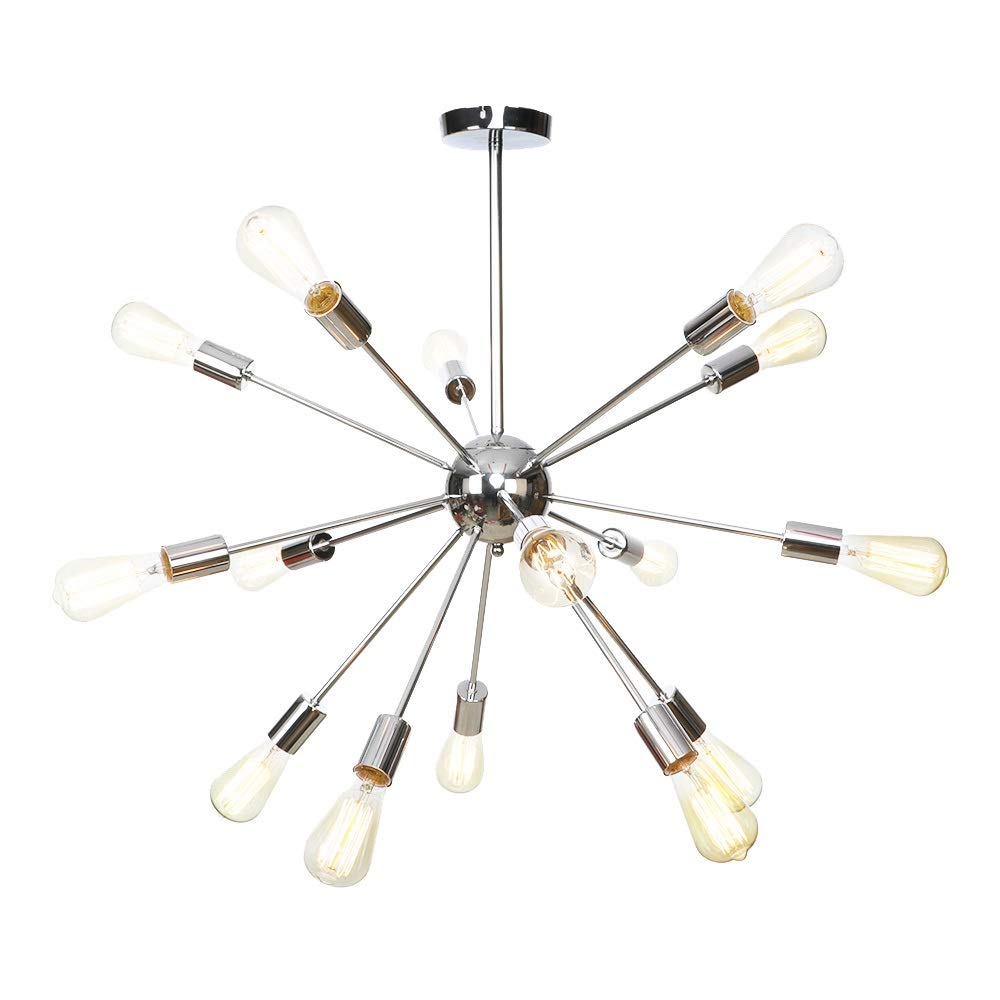 SXECAEPS Modern creative chandelier Modern Sputnik Lighting 15-Lights LED E27 Edison Pendant Lights Mid Century Ceiling Light Fixture Black/Rose Gold/Chrome Hanging for Hallway Bar D