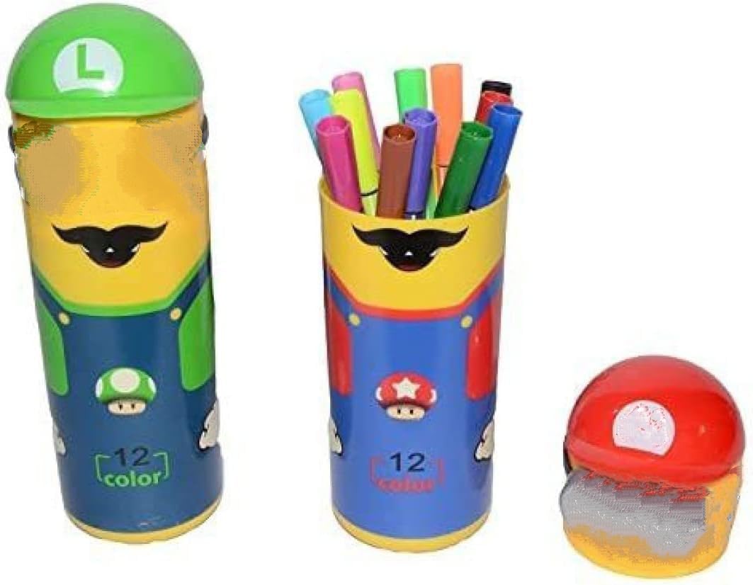 AK Store Maario Cartoon Design Pencil Box with 12 Sketch Color Pen Stationary Kit for Kids, Birthday Party Return Gift (B0BHF91ZJK) Amazon Price History, Amazon Price Tracker