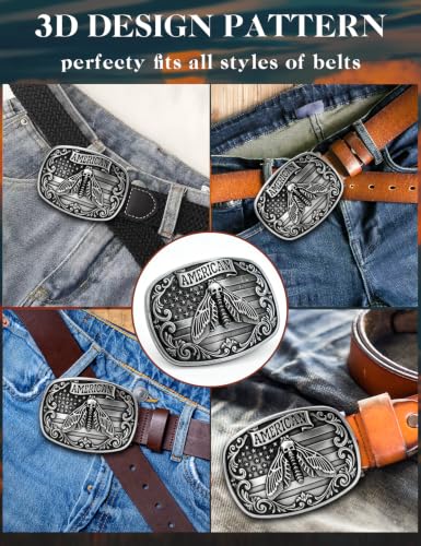 Image of Turquoise Belt Buckle for Men Western Texas Longhorn Bull Rodeo Belt Buckle American Cowboy Chic Gift