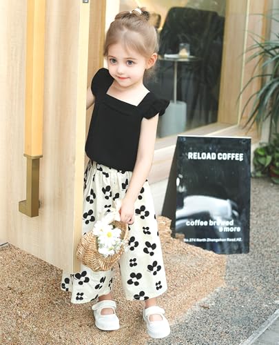 Image of Girls Summer 2 Piece Outfits Big Kids Ruffle Short Sleeve Cute Shorts Sets T Shirts and Shorts Clothing Sets 5-16Y